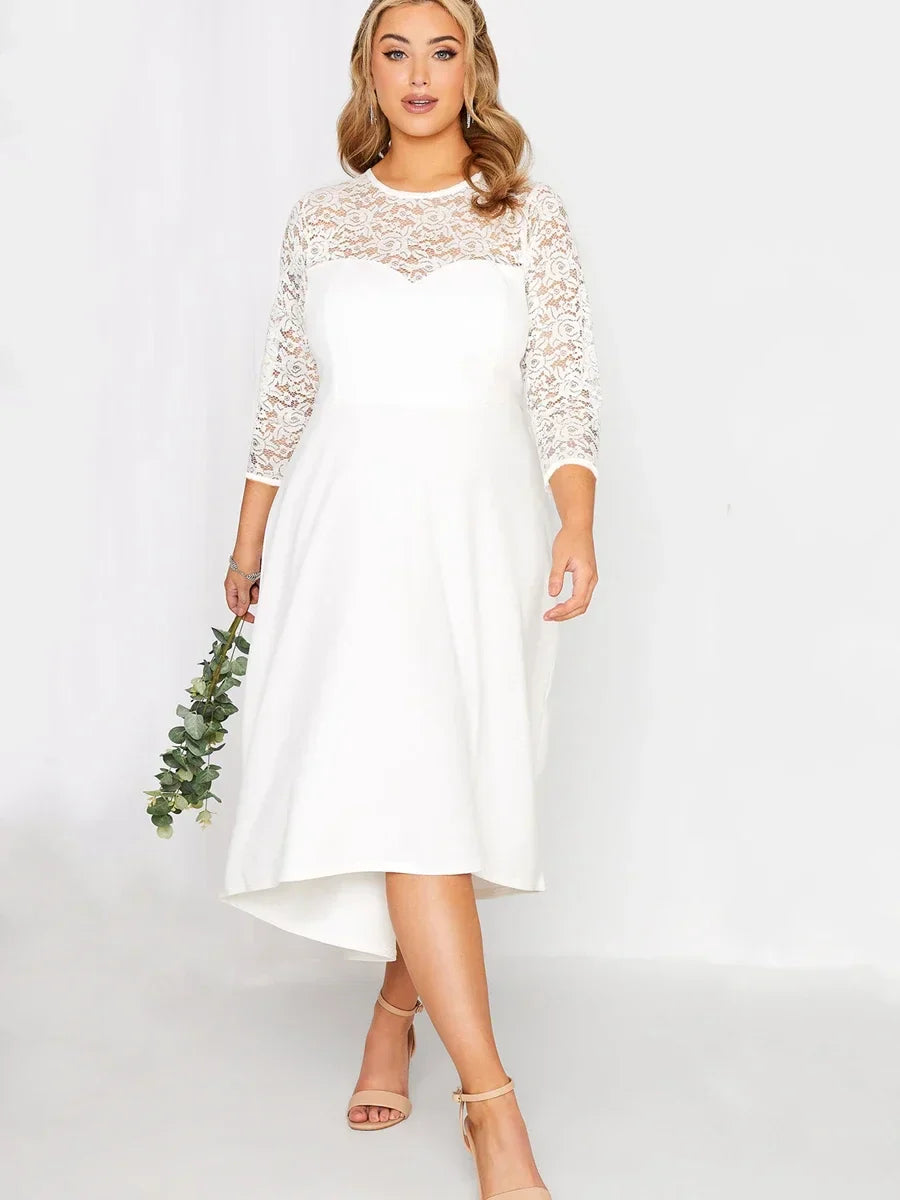 Lace Sleeve Spring Autumn Elegant Party Dress