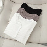 Solid Color Mercerized Cotton Sweaters Womens Autumn Winter