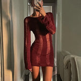 Puloru Sexy Knitted Cutout Short Dress Spring Summer