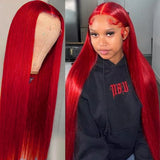 Hot Red Straight Lace Front Wig Brazilian