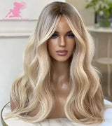 Ash Blonde Highlight Colored Lace Front Wig With