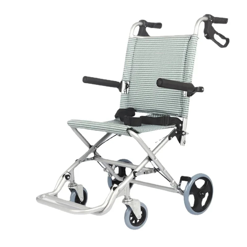 Aluminum Alloy Elderly Wheelchair With Pedal Portable Folding