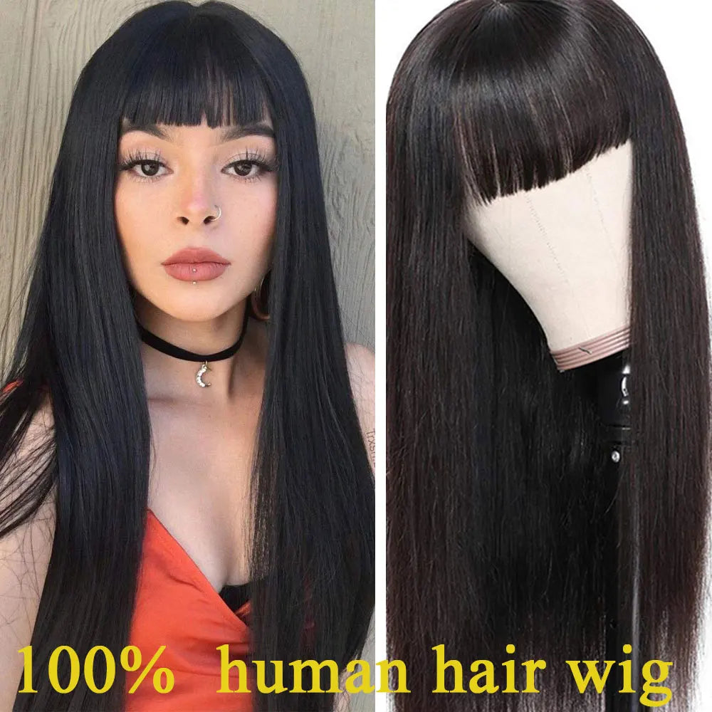 Human Hair Wigs Straight Hair With Bang