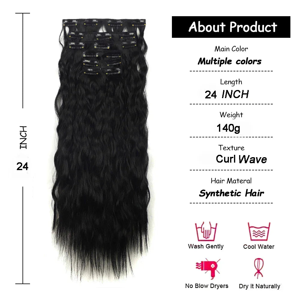 Long Curl Wave Clip In Hair Extensions Pcs/Set