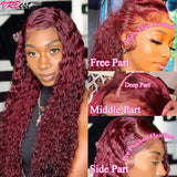 99J Colored Lace Front Human Hair Wigs Deep