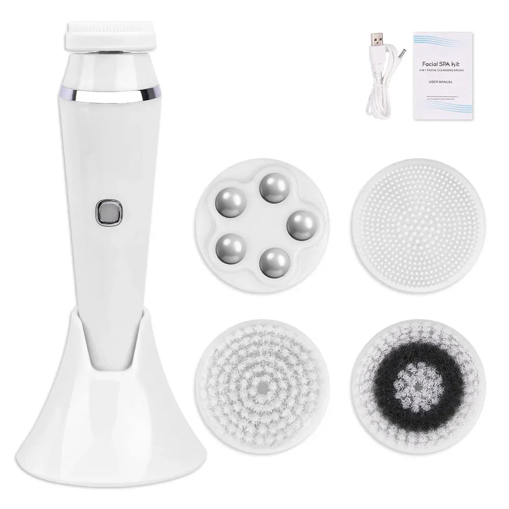 Head Electric Facial Cleansing Brush Silicone Rotating