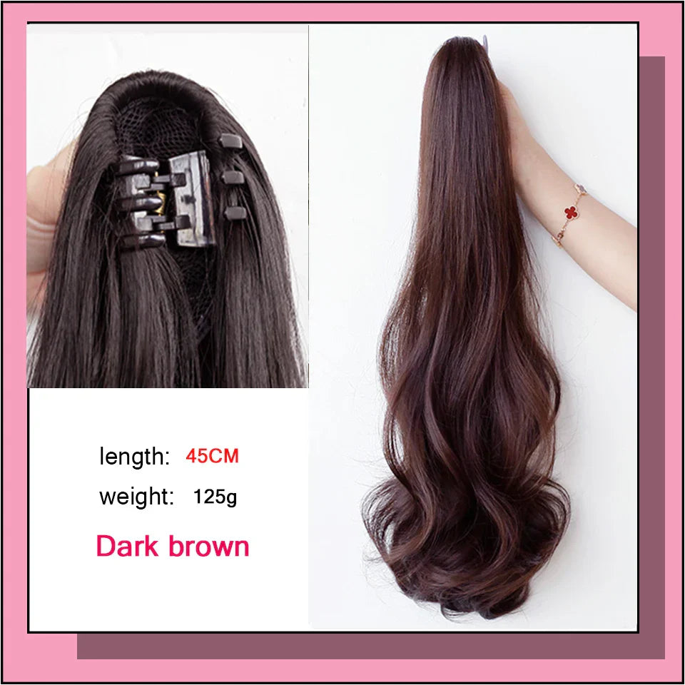 Long Wavy Straight Claw Clip On Ponytail Hair