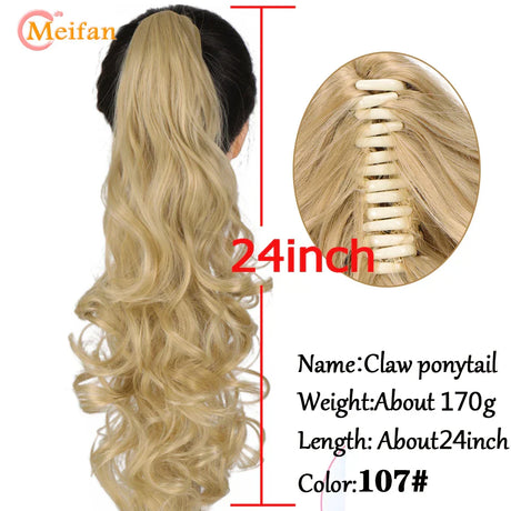 Meifan Long Synthetic Wavy Clip In Hair Ponytail