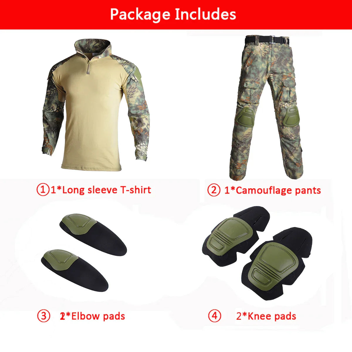 Men' Tactical Suit With Pads Combat Shirt/Pants Military