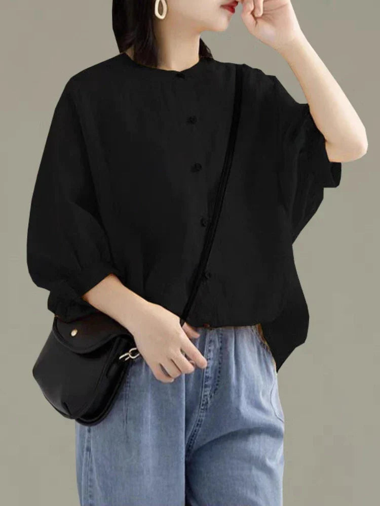Cotton Linen Blouses Female Long Sleeve Shirts Autumn