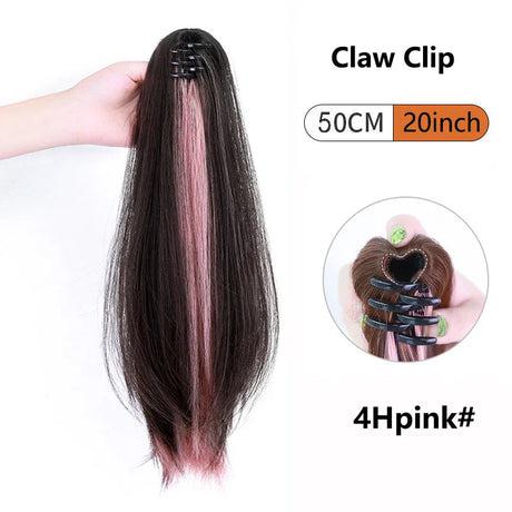 Ombre Color Straight Claw Clip On Ponytail Hair