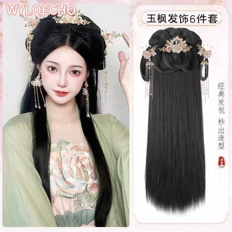 Hanfu Cosplay Wigs Women Black Anime Ancient Chinese