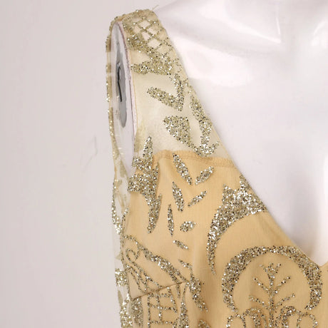 Gold Glitter Luxury Hollow Annual Meeting Evening Gown