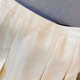 Women' Thin Pleated Skirt, Simple Short Skirt, Female