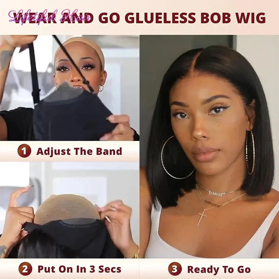 Glueless Bob Hair Wig Human Hair Ready To