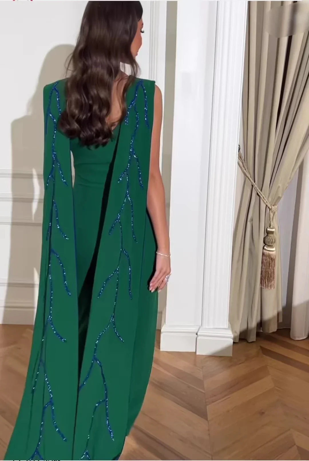 Asanagi New Green Evening Dresses O-Neck Sleeveless Floor-Length