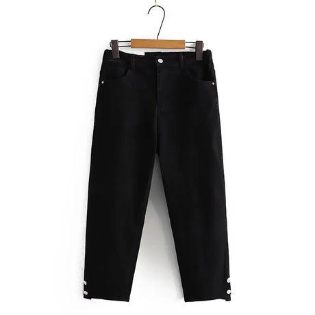 Boyfriend Black Drainpipe Jeans For Women High Waist