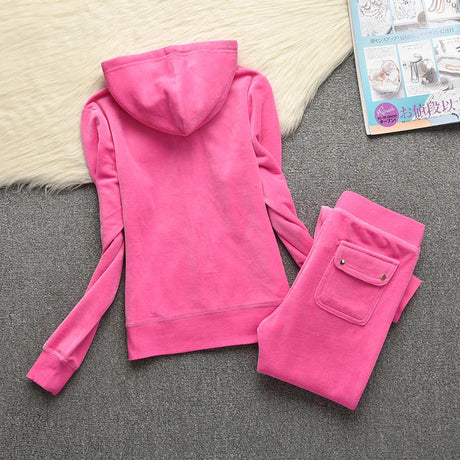 Spring / Fall Women'S Brand Velvet Fabric Tracksuits