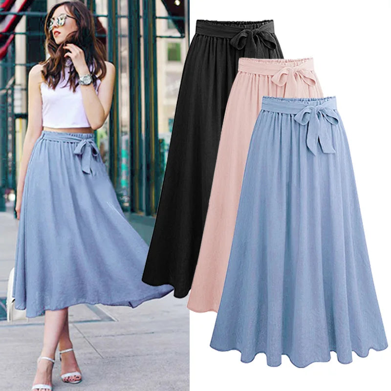 Casual Streetwear Long Skirts Women Summer Chiffon Lace