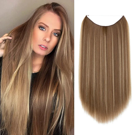 Synthetic Hair Extension No Clip Natural Hair Piece