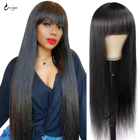 Uwigs Highlight Wig Human Hair Wigs With Bangs