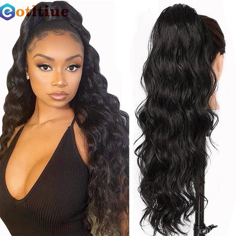 Body Wave Human Hair Drawstring Ponytail Clip In