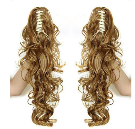 Synthetic Long Wavy Claw Clip On Ponytail Drawstring