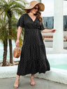 Gibsie Polka Dot V-Neck Butterfly Sleeve Dress Women