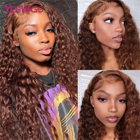 Deep Curly Chocolate Brown Colored Lace Front