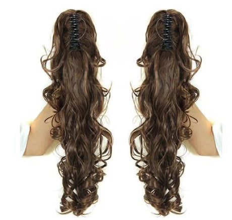 Synthetic Long Wavy Claw Clip On Ponytail Drawstring