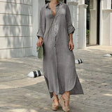 Cotton Linen Long Dress For Women Clothing Autumn