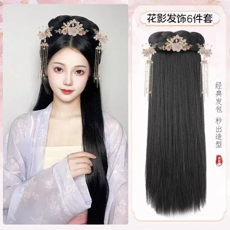 Hanfu Cosplay Wigs Women Black Anime Ancient Chinese