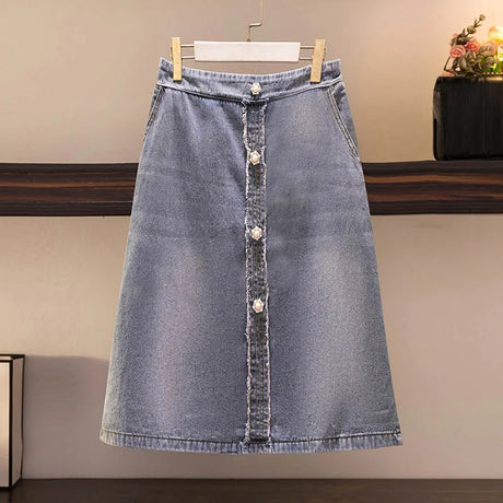 Plus Women'S Summer Loose Elastic Waist Denim One