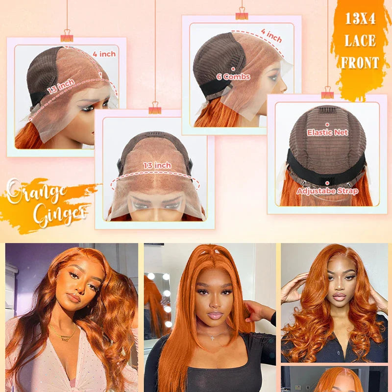 Ginger Orange X Hd Lace Front Wigs Human