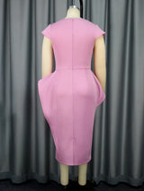 Women Elegant Party Dress Peplum Ruffle Bodycon Elastic