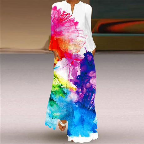 Lady Autumn Winter Long Dress Women Face Print