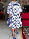 Vonda Fashion Women Polka Dot Bohemian Dress Casual
