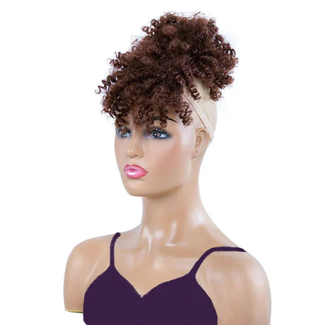 Afro Puff Drawstring Ponytail With Bangs Pineapple Updo