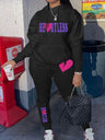 Lw Women' Matching Tracksuit Set Letter Print Tracksuit