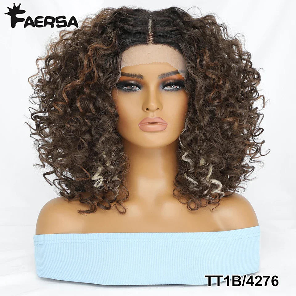 Kinky Curly Synthetic Lace Front Wig Black