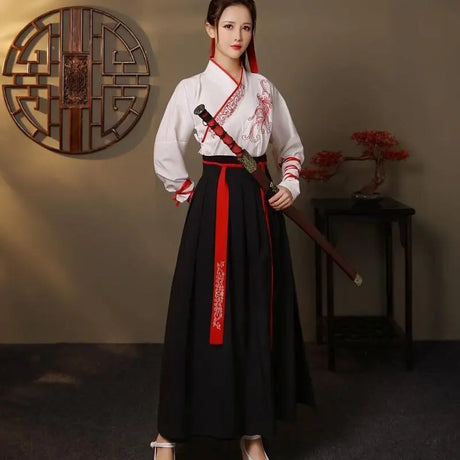 Martial Arts Style Chinese Traditional Costume Improved Hanfu  Women Man Couple Clothing ханьфу Vestidos Para Mujer Hmong Kimono