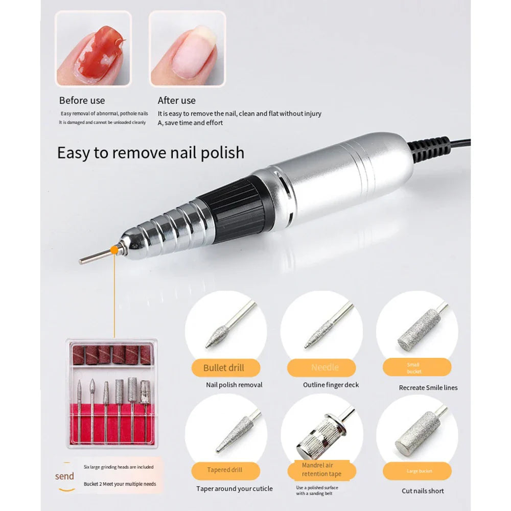 Rpm Electric Nail Drill Professional Manicure Machine With