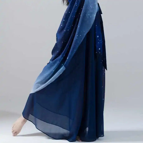 Starry Sky Blue Gradient Chiffon Dance Suit Women