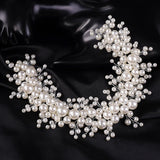 Fashion Bride Pearls Wedding Headband Silver Bridal Hairpiece