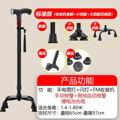 Multifunctional Intelligent Automatic Alarm Crutches Elderly Anti-Skid Cane