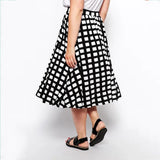 Black And White Plaid A-Line Skirt High Elastic