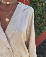 Vintage Print Blazer Pants Suits For Women Double