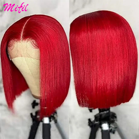 Hd Short Highlight Red Burgundy J Bob Wig