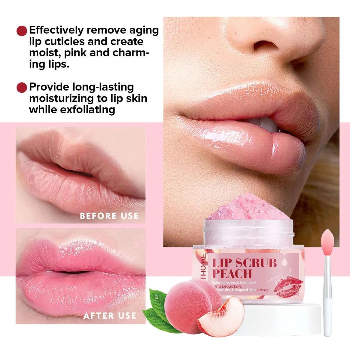 Peach Lip Scrub Exfoliating Lightening Fade Lip Lines