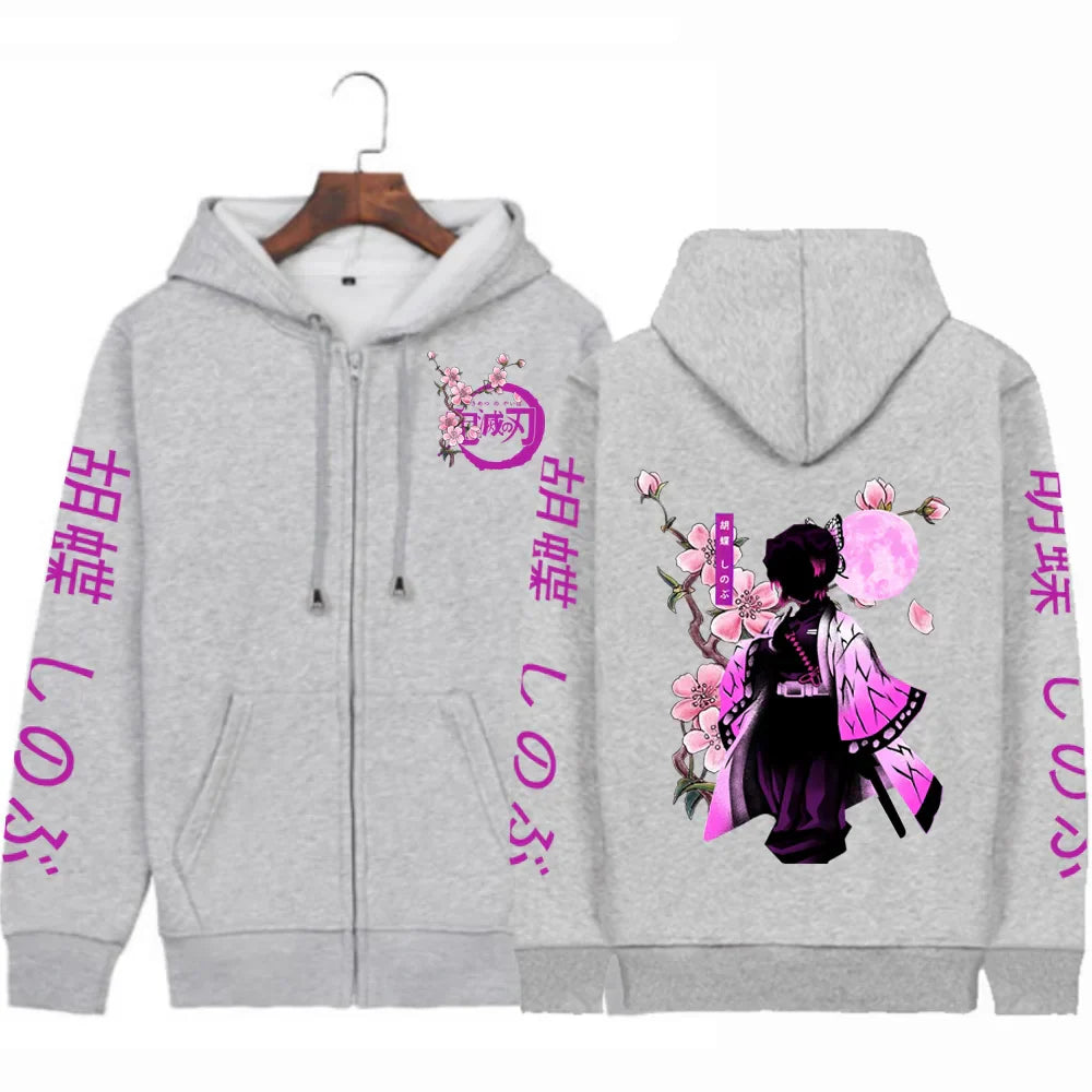 Kochou Shinobu Women Zip Hoodies Winter Autumn Casual